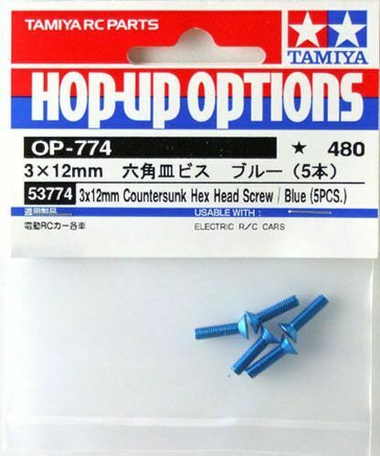 Tamiya - 3x12mm Countersunk Head Hex Screw Blue (5pcs) image