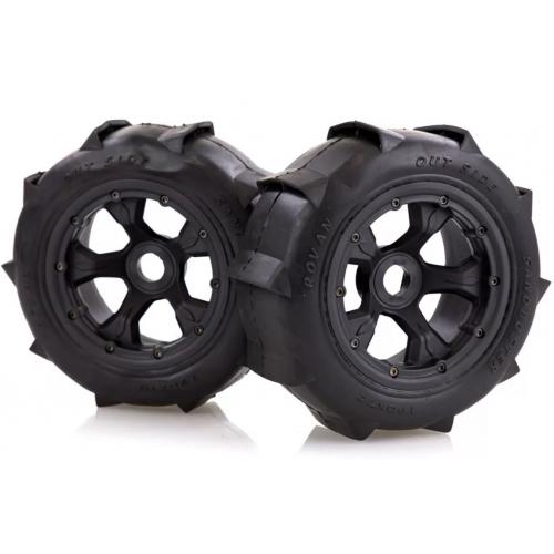 Rovan - Baja 5T/5SC Rear Sand Buster Tyres with Black Rims 4.7/5.5 ...