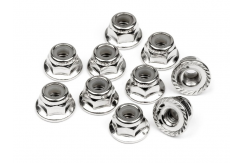 HPI Serrated Flange Lock Nut M4 Silver (10pcs) image