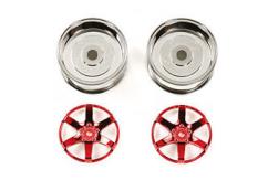 Tamiya - 6 Spoke Red 26mm Width/ Offset +4 Wheel ( 2 pcs)  image