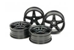 Tamiya - 24mm Black Med/Narrow Twin 5-Spoke Wheels +2 Offset (4pcs) image