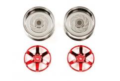 Tamiya - 6 Spoke Red 26mm Width/ Offset +6 Wheel ( 2 pcs) image