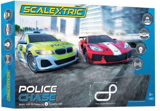 Scalextric - Police Chase UK BMW 330i v Corvette C8R Slot Car Set image