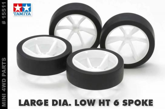 Tamiya - Mini 4WD Large Diameter Tires & 6 Spoke Wheels image