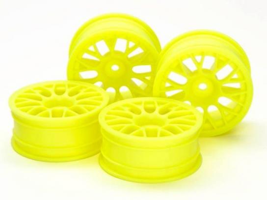 Tamiya - 24mm Fl Yellow Mesh Wheels +2 Offset (4 pcs) image