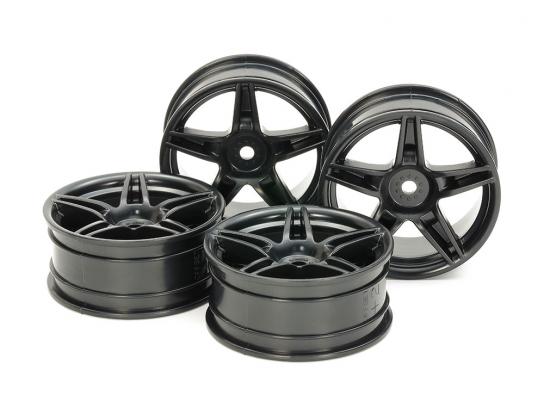 Tamiya - 24mm Black Med/Narrow Twin 5-Spoke Wheels +2 Offset (4pcs) image