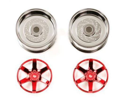 Tamiya - 6 Spoke Red 26mm Width/ Offset +6 Wheel ( 2 pcs) image