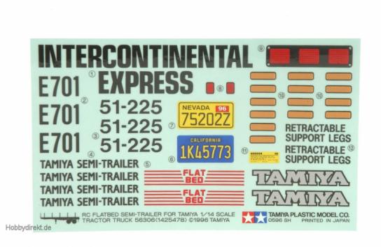 Tamiya - Flat Bed Trailer Sticker Set image