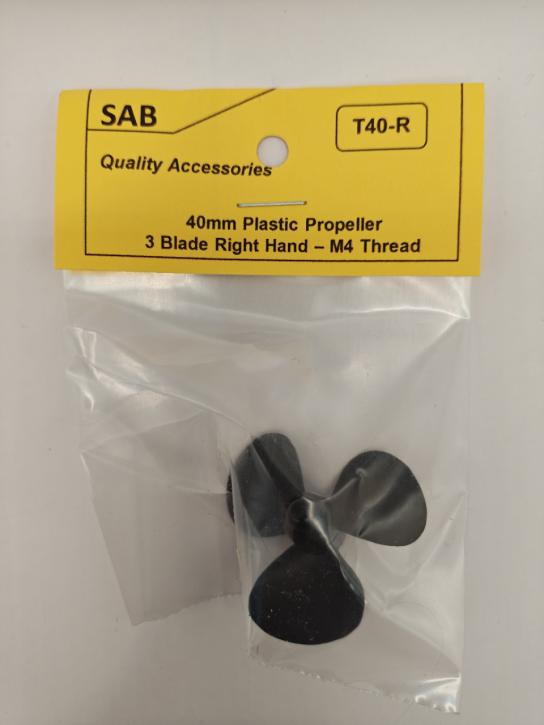 SAB - 3-Bladed 40mm Plastic Prop M4 Thread RH image