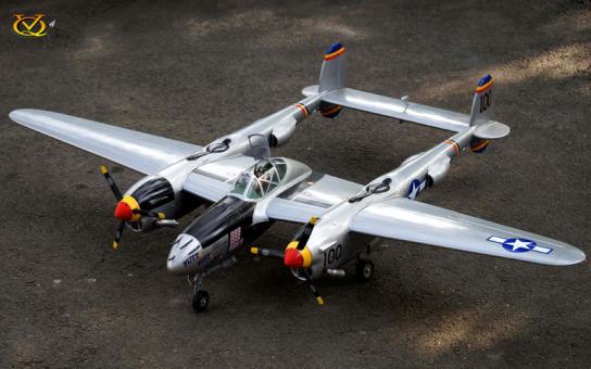VQ Model - P-38 Lightning Twin Silver EP/GP 46 Size ARF Kit image