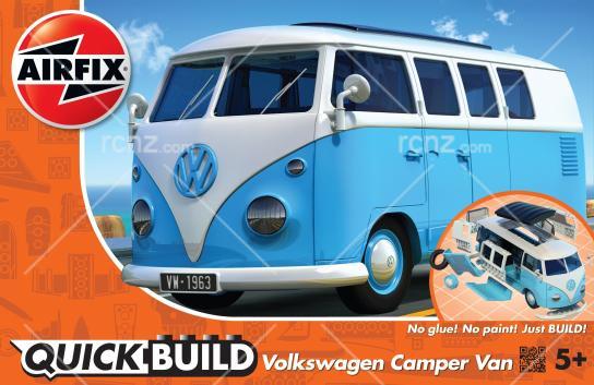 Airfix - Volkswagen Kombi Camper Van Quickbuild Blue (Lego Style) image