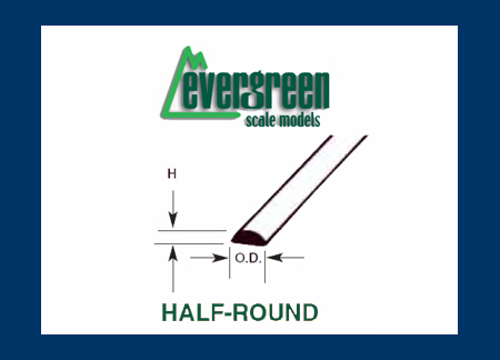 Evergreen  - Styrene Half Round 35cm x 2.5mm (3) image